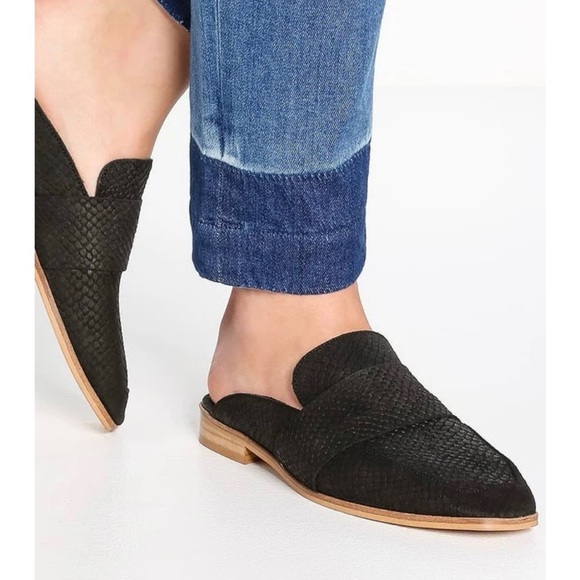 Free People Shoes - Free People Womens At Ease Loafer Leather Slip On Mules Suede Flats Snake